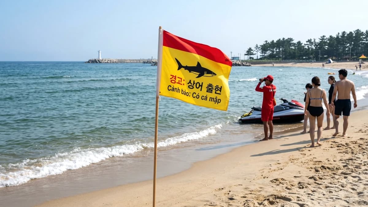 Cảnh báo an toàn: Cá mập xuất hiện gần bãi biển Anmok, tỉnh Gangwon