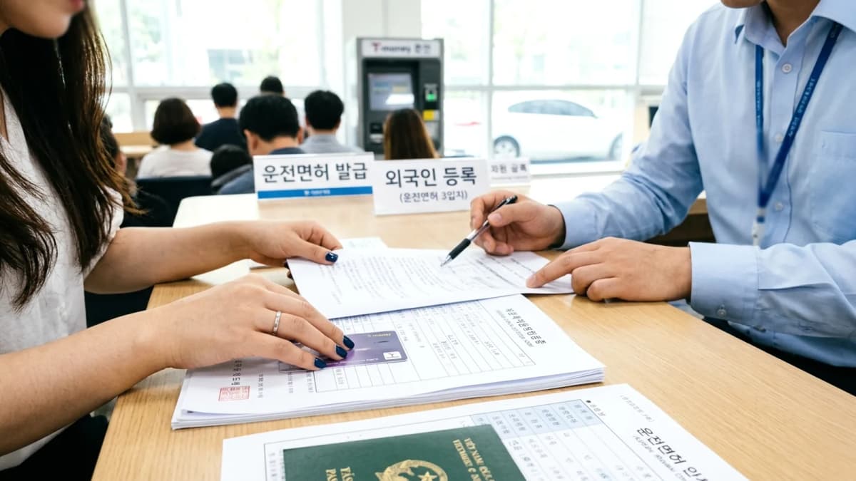 Đổi bằng lái VN sang Hàn: Giấy tờ và thi