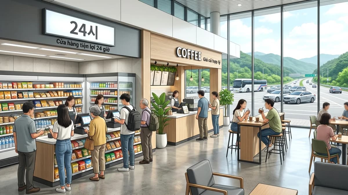 Hàn Quốc: Cải cách trạm dừng nghỉ cao tốc, cà phê giá rẻ và cửa hàng tiện lợi 24h